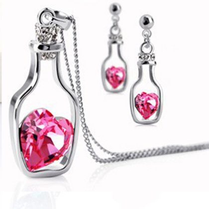 Heart Shape Bottle Necklace Set