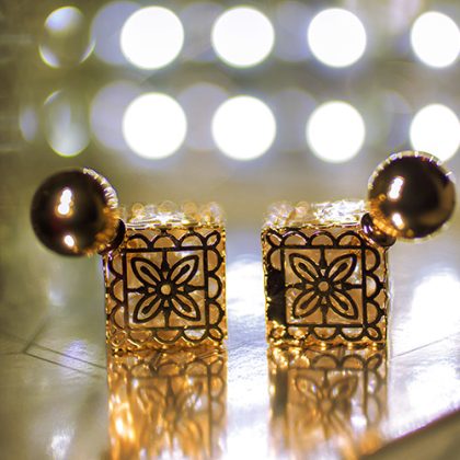 Big Square Flower Earrings - Image 2
