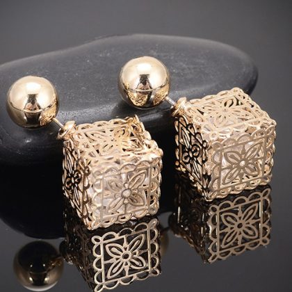 Big Square Flower Earrings