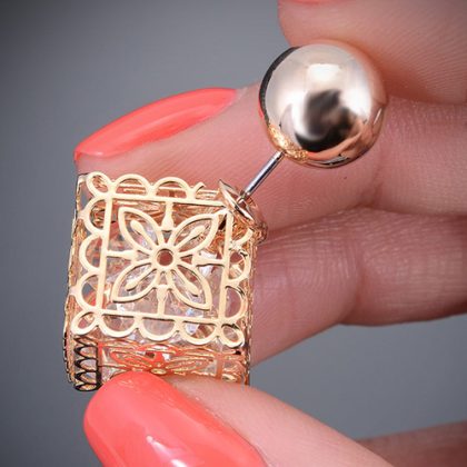 Big Square Flower Earrings - Image 3