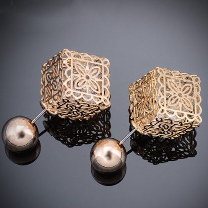 Big Square Flower Earrings - Image 4
