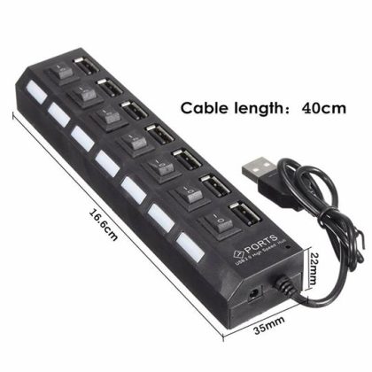 7 Ports USB 3.0 High Speed Hub With On Off Buttons - Image 2