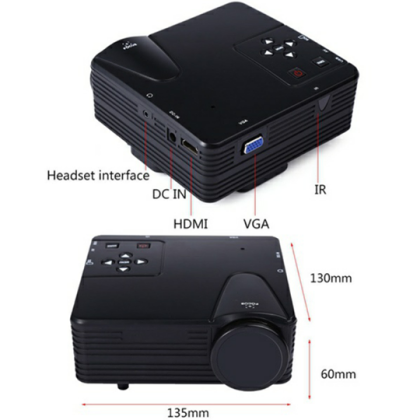 Mini LED Projector For Home & Business, With HDMI, AV, USB, SD Card Slot - Image 3