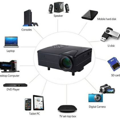 Mini LED Projector For Home & Business, With HDMI, AV, USB, SD Card Slot - Image 5