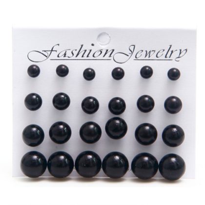 Black And White Pearl Earring Set Of 12 - Image 2