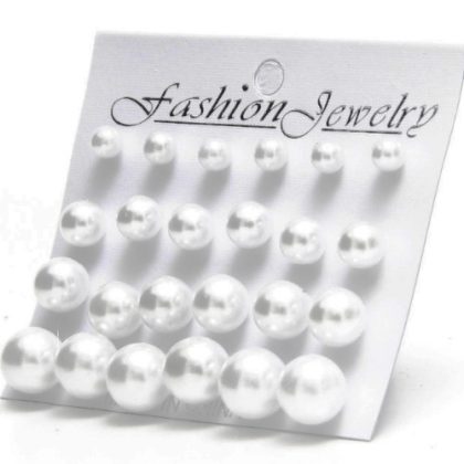 Black And White Pearl Earring Set Of 12 - Image 3