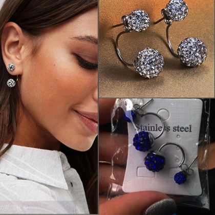 Crystal Disco Ball Shamballa Stud Earrings
