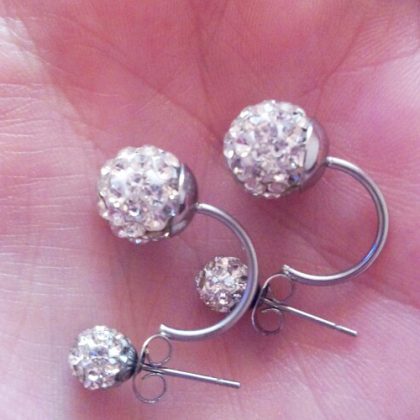 Crystal Disco Ball Shamballa Stud Earrings - Image 4