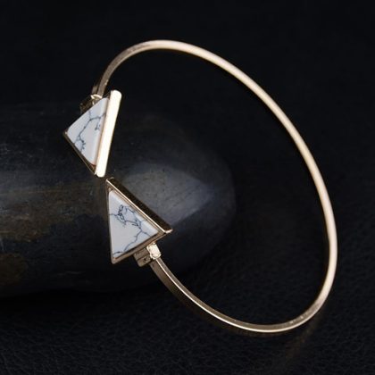 Triangle Faux Marbleized Stone Bracelet - Image 2