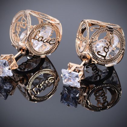 Gold & Silver Plated Love Design Stud Earrings