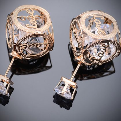 Gold & Silver Plated Love Design Stud Earrings - Image 2