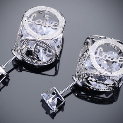 Gold & Silver Plated Love Design Stud Earrings - Image 3