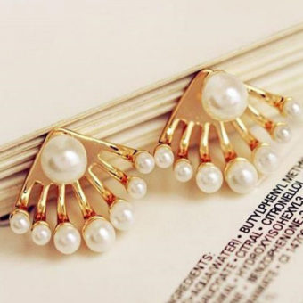 Gold Plated Delicate Wild Pearls Stud Earrings