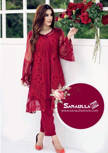 Azure Net Embroidery Kurti