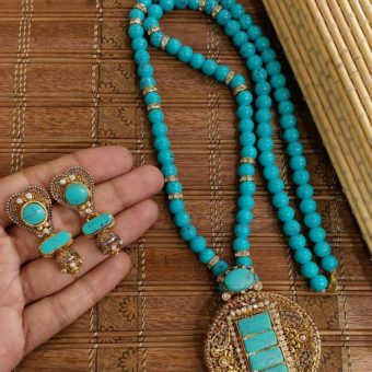 GP Semi Precious Stones Gorgeous Egyptian Pendant Set With Mala