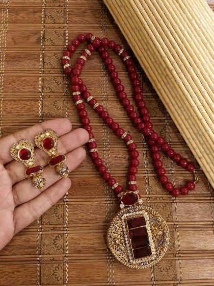 GP Semi Precious Stones Gorgeous Egyptian Pendant Set With Mala - Image 2