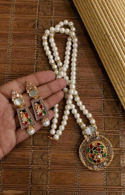 GP Semi Precious Stones Egyptian Beautiful Pendant Set With Mala