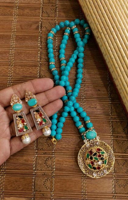 GP Semi Precious Stones Egyptian Beautiful Pendant Set With Mala - Image 2