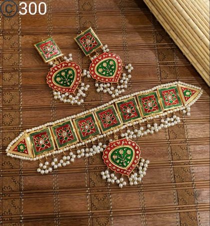 Bahawalpuri Made Meenakari Choker Set - Image 3