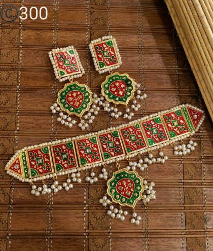 Bahawalpuri Made Meenakari Choker Set - Image 4