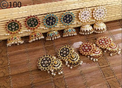 Bahawalpuri Made Meenakari Earrings - Image 3