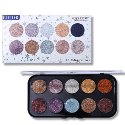 Miss Rose 10 Color Glitter Eyeshadow Palette