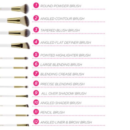 White Studded Elegance 12 Piece Brush Set By BH Cosmetics - Image 5